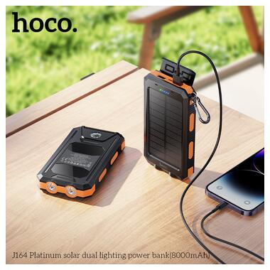 Внешний аккумулятор HOCO J164 Platinum solar dual lighting power bank(8000mAh) Black (6942007667579) фото №9