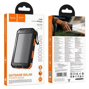 Внешний аккумулятор HOCO J164 Platinum solar dual lighting power bank(8000mAh) Black (6942007667579) фото №2
