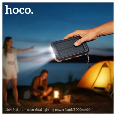 Внешний аккумулятор HOCO J164 Platinum solar dual lighting power bank(8000mAh) Black (6942007667579) фото №10