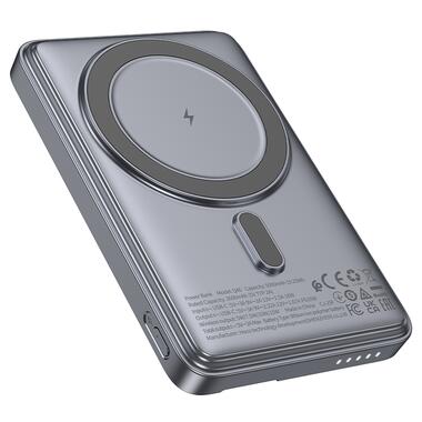 Внешний аккумулятор HOCO Q46 Title PD20W magnetic power bank+card holder+phone holder(5000mAh) Silver Gray (6942007663106) фото №5