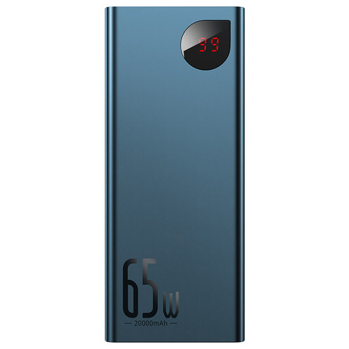Универсальная мобильная батарея Baseus Adaman Metal 20000mAh PD 65W, USB-C, 2xUSB QC 3.0, Blue