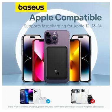 Портативний акумулятор Baseus Magnetic Mini Wireless FastCharge 20W 5000mAh black (P10022107113-00) фото №7