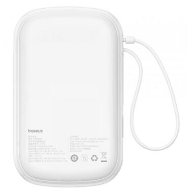 Батарея универсальная Baseus Qpow Pro+ 20000mAh 22,5W, PD/3.0, QC/3.0, FCP, AFC, built-in USB-C cable, white (P10067103213-00) фото №4