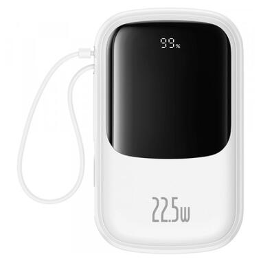 Батарея универсальная Baseus Qpow Pro+ 20000mAh 22,5W, PD/3.0, QC/3.0, FCP, AFC, built-in USB-C cable, white (P10067103213-00) фото №1