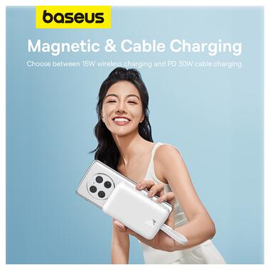 Зовнішній акумулятор Baseus Magnetic Mini Wireless Fast Charge Power Bank Type-C Edition 10000mAh 30W Stellar White (P1002210B223-00) фото №12