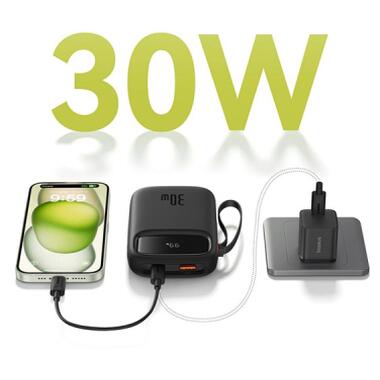 Батарея универсальная Baseus 10000mAh Qpow 2 30W PD/3.0, QC/3.0, w/built-in USB-C cable, Black (P10055008113) фото №9