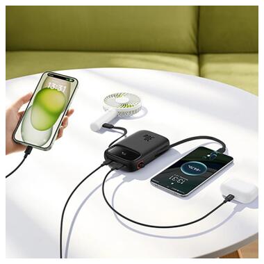 Батарея универсальная Baseus 10000mAh Qpow 2 30W PD/3.0, QC/3.0, w/built-in USB-C cable, Black (P10055008113) фото №10