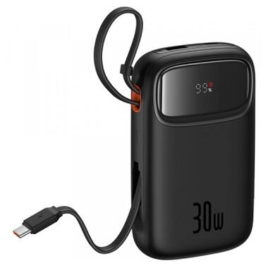 Батарея универсальная Baseus 10000mAh Qpow 2 30W PD/3.0, QC/3.0, w/built-in USB-C cable, Black (P10055008113) фото №5