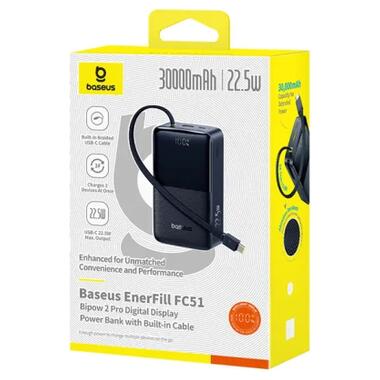Батарея универсальная Baseus EnerFill FC51 Bipow2 Pro 30000mAh 22,5W build cab.USB-C black (E0028100) фото №3