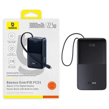 Батарея универсальная Baseus EnerFill FC51 Bipow2 Pro 30000mAh 22,5W build cab.USB-C black (E0028100) фото №5