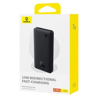 Внешний аккумулятор Baseus Airpow Lite Power Bank 10000mAh 15W Cosmic Black (P10067500123-00) фото №2