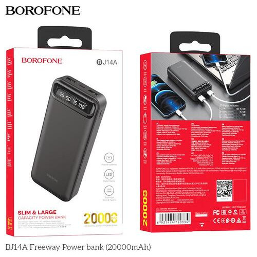 Зовнішній акумулятор Borofone BJ14A Freeway 20000 mAh Black (BJ14AB) фото №4
