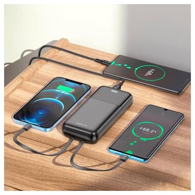 УМБ BOROFONE BJ22A fully compatible power bank with cable 20000mAh |1USB/1Type-C, 20W/3A, PD/QC| чорна фото №5