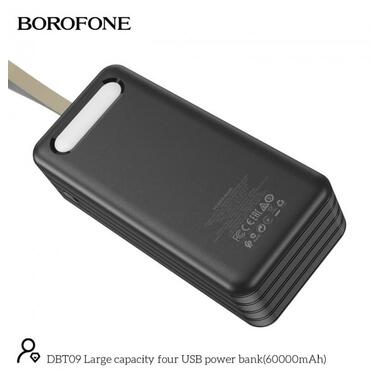 УМБ BOROFONE Large capacity four USB power bank DBT09 60000mAh |4USB/Type-C/Lightning| чорна фото №3