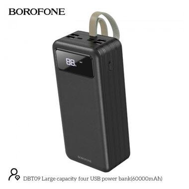 УМБ BOROFONE Large capacity four USB power bank DBT09 60000mAh |4USB/Type-C/Lightning| чорна фото №5