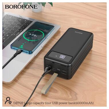 УМБ BOROFONE Large capacity four USB power bank DBT09 60000mAh |4USB/Type-C/Lightning| чорна фото №7