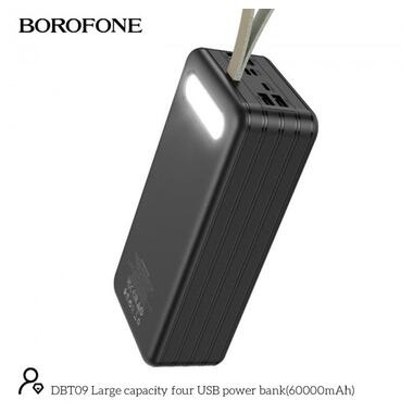 УМБ BOROFONE Large capacity four USB power bank DBT09 60000mAh |4USB/Type-C/Lightning| чорна фото №4