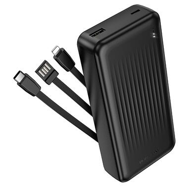 Внешний аккумулятор BOROFONE BJ79A Clever power bank with 3 cables(20000mAh) Black (6941991121555) фото №1