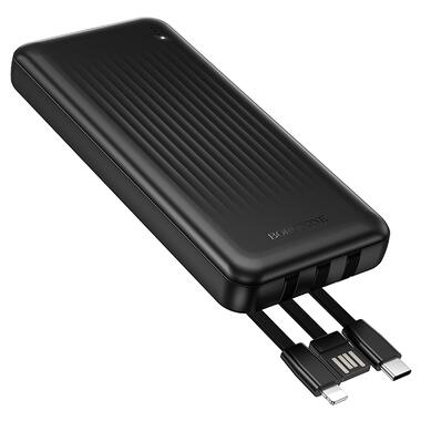 Внешний аккумулятор BOROFONE BJ79 Clever power bank with 3 cables(10000mAh) Black (6941991121531) фото №3