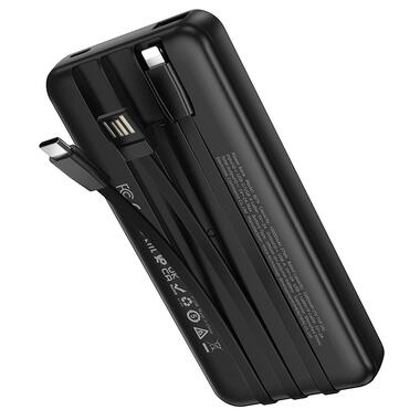 Внешний аккумулятор BOROFONE BJ79 Clever power bank with 3 cables(10000mAh) Black (6941991121531) фото №4