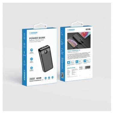 Батарея универсальная VEGER 20000mAh L20S 20W PD QC LCD black (6970453555362) фото №5