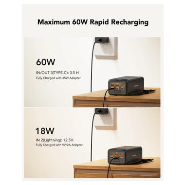 Батарея универсальная VEGER 56000mAh W5001C Tank 100W, PD, QC, Black (6970453555454) фото №3