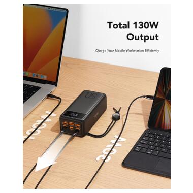 Батарея универсальная VEGER 56000mAh W5001C Tank 100W, PD, QC, Black (6970453555454) фото №4