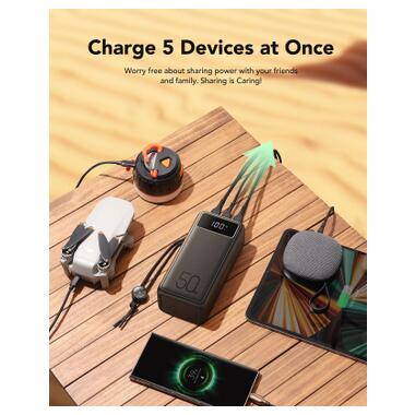 Батарея универсальная VEGER 56000mAh W5001C Tank 100W, PD, QC, Black (6970453555454) фото №5