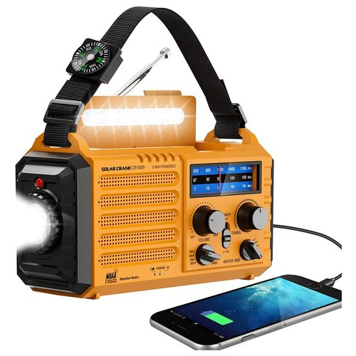 Портативне радіо із зовнішнім акумулятором 5000mAh та ліхтариком Eoxsmile помаранчевий фото №1