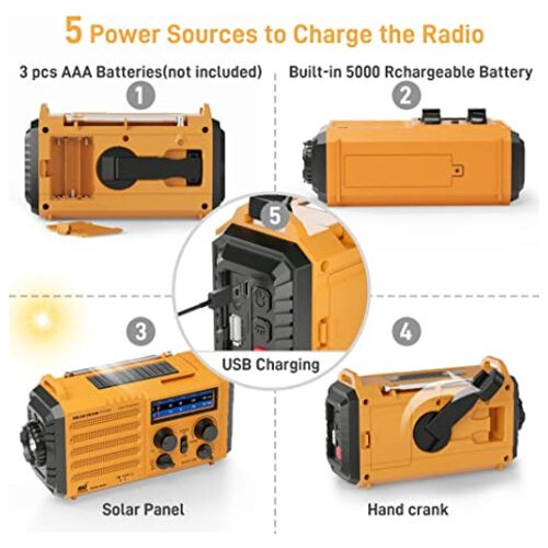Портативне радіо із зовнішнім акумулятором 5000mAh та ліхтариком Eoxsmile помаранчевий фото №2