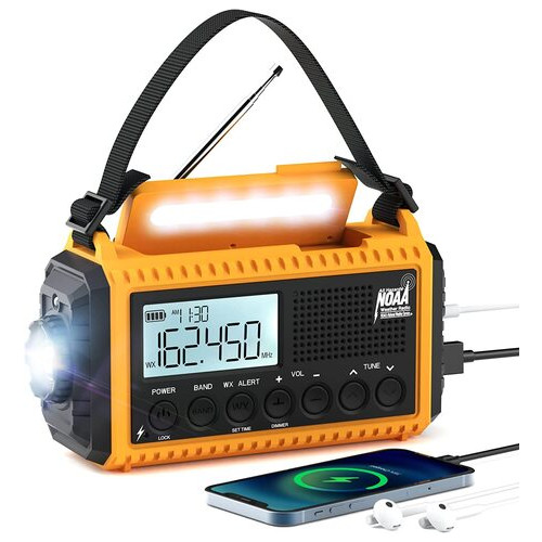 Портативне радіо з LCD екраном та зовнішнім акумулятором 5000mAh, ліхтариком Eoxsmile (помаранчевий) фото №1