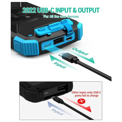 Зовнішній акумулятор Blavor 10000mAh Qi Wireless Charger (блакитний) фото №3