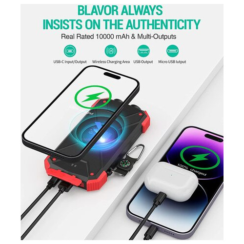 Зовнішній акумулятор Blavor 10000mAh Qi Wireless Charger (червоний) фото №4