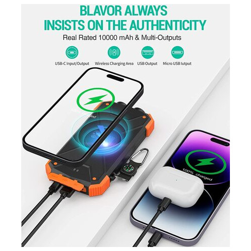 Зовнішній акумулятор Blavor 10000mAh Qi Wireless Charger (помаранчевий) фото №4
