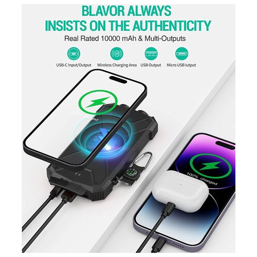 Зовнішній акумулятор Blavor 10000mAh Qi Wireless Charger (чорний) фото №5