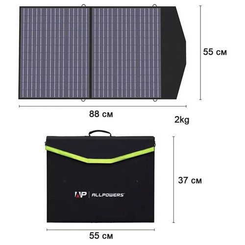 Портативна сонячна панель Allpowers AP-SP-020 60W/2xUSB/1xType-C PD/DC 5V-18V фото №4