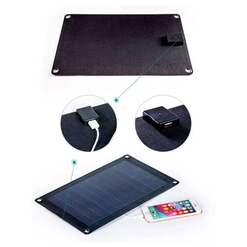 Портативний сонячний зарядний пристрій Dasolar 10W/1xUSB - Black фото №3