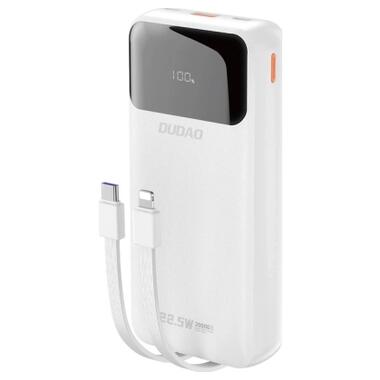 Батарея универсальная Dudao K15Pro 20000mAh PD/22.5W, QC, with built-in cables, White (6977196682447) фото №1