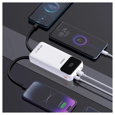 Батарея универсальная Dudao K15Pro 20000mAh PD/22.5W, QC, with built-in cables, White (6977196682447) фото №6