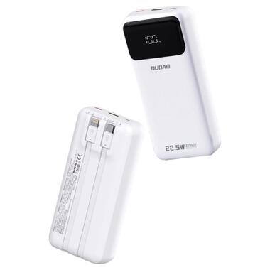 Батарея универсальная Dudao K15Pro 20000mAh PD/22.5W, QC, with built-in cables, White (6977196682447) фото №2