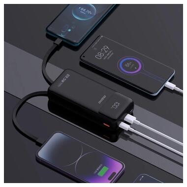 Батарея универсальная Dudao K15Pro 20000mAh PD/22.5W, QC, with built-in cables, Black (6977196682430) фото №5