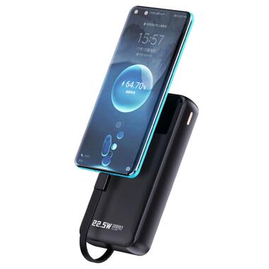 Батарея универсальная Dudao K15Pro 20000mAh PD/22.5W, QC, with built-in cables, Black (6977196682430) фото №4