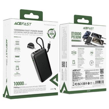 Батарея универсальная Acefast 10000mAh 30W PD, USB-C witch cable, USB-A, Li-Pol, M7 Black (6974316283379) фото №4
