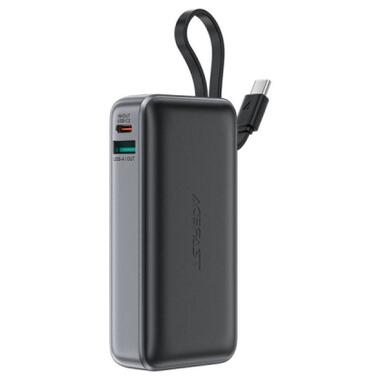 Батарея универсальная Acefast 10000mAh 30W PD, USB-C witch cable, USB-A, Li-Pol, M7 Black (6974316283379) фото №1
