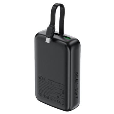 Батарея универсальная Acefast 20000mAh 22,5W PD, QC/3.0 USB-A+USB-C In/Out,build-in cable M14 Black (6974316283966) фото №2