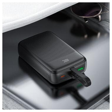 Батарея универсальная Acefast 20000mAh 22,5W PD, QC/3.0 USB-A+USB-C In/Out,build-in cable M14 Black (6974316283966) фото №6