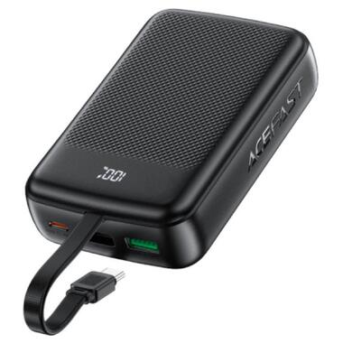 Батарея универсальная Acefast 20000mAh 22,5W PD, QC/3.0 USB-A+USB-C In/Out,build-in cable M14 Black (6974316283966) фото №4