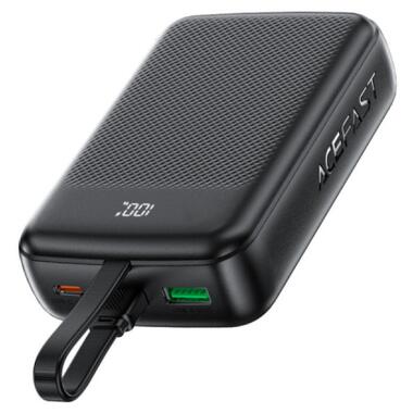 Батарея универсальная Acefast 20000mAh 22,5W PD, QC/3.0 USB-A+USB-C In/Out,build-in cable M14 Black (6974316283966) фото №3