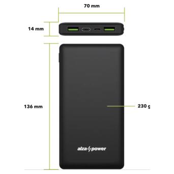 Універсальна мобільна батарея AlzaPower Ingot 10000 mAh Quick Charge   PD3.0 чорний фото №3