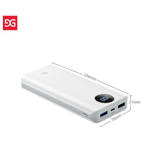 Універсальна мобільна батарея Gusgu Xiamen Mini 80000M 20000 mAh White (GB/T-35590/UA-102807) фото №2